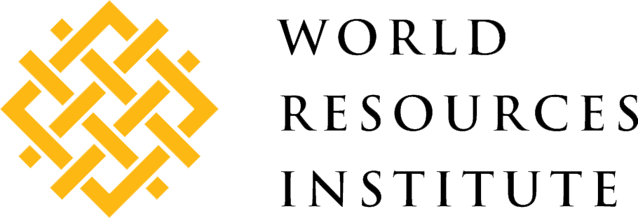 Golden crosses making up a diamond shape with the words "WORLD RESOURCES INSTITUTE"