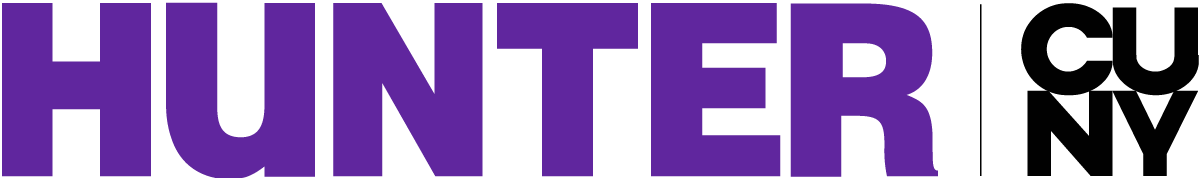 Purple letters that read hunter with black letters showing C, U, N, Y