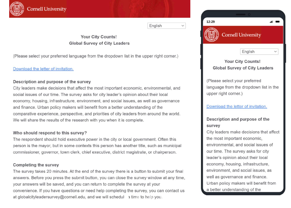 Image showing instructions for participating in survey on both Desktop and Mobile formats